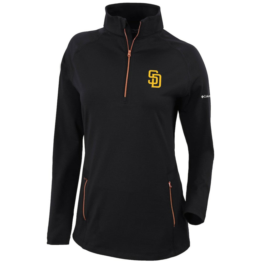 San Diego Padres Women's Omni-Wick Outward Nine Quarter-Zip Pullover Top - Black | Columbia