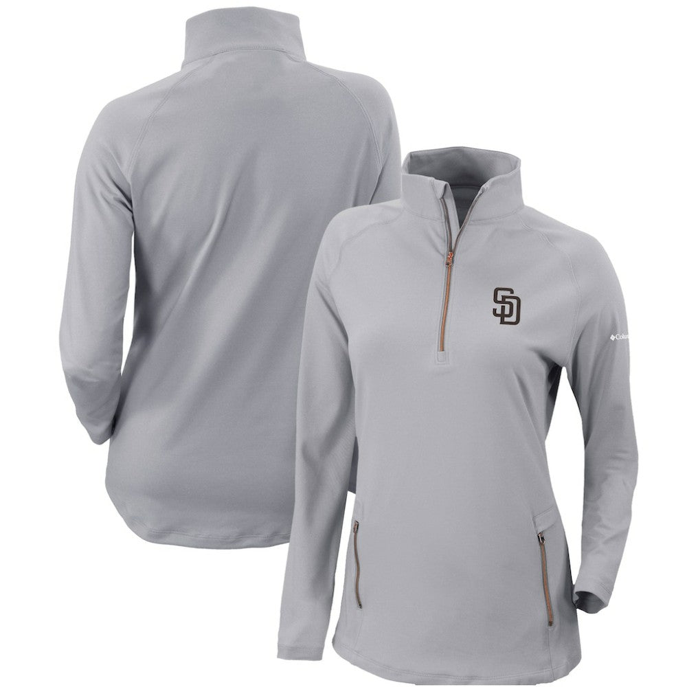 San Diego Padres Women's Omni-Wick Outward Nine Quarter-Zip Pullover Top - Gray | Columbia