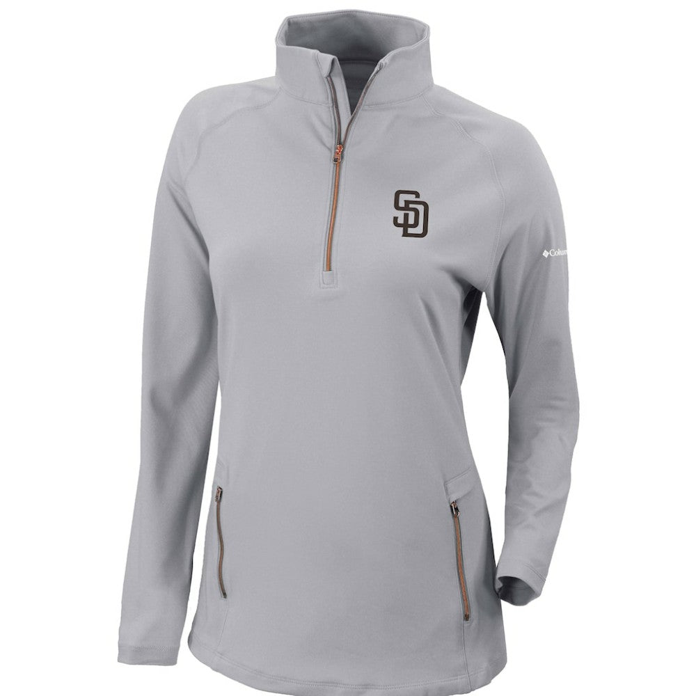 San Diego Padres Women's Omni-Wick Outward Nine Quarter-Zip Pullover Top - Gray | Columbia