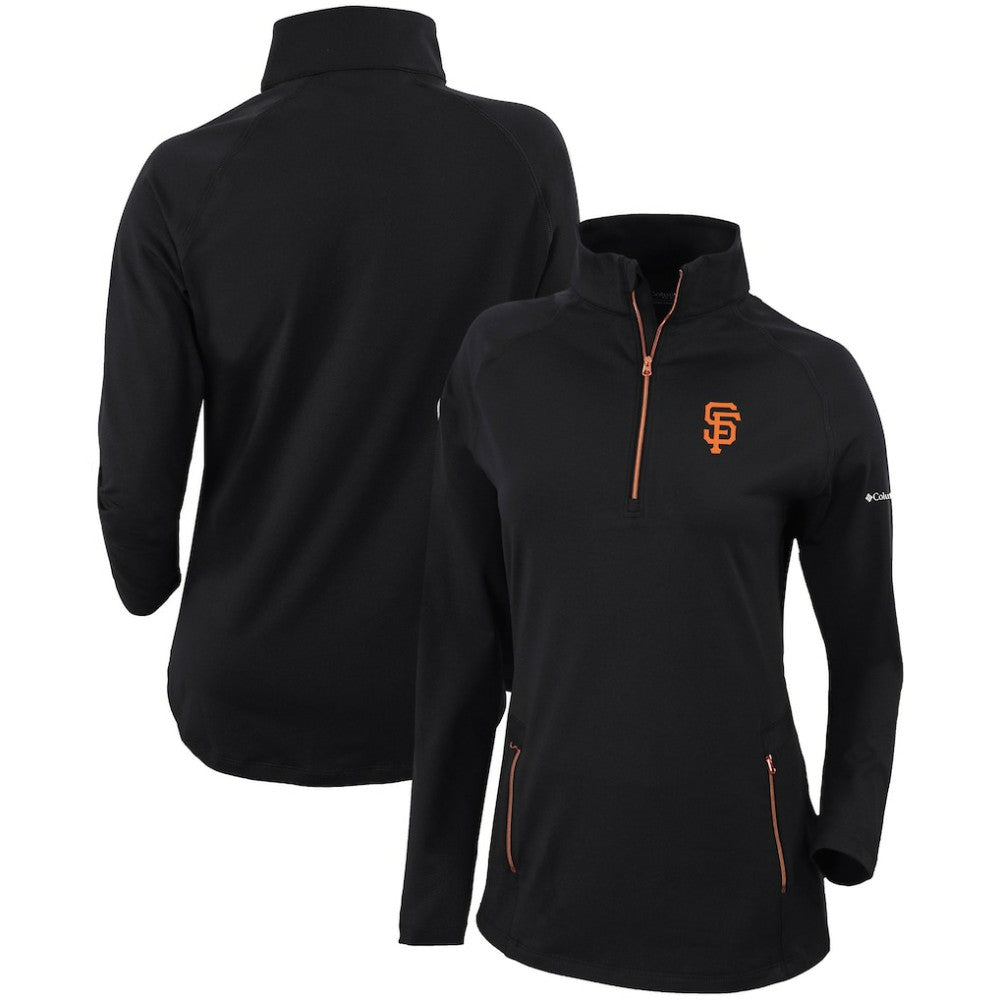 San Francisco Giants Women's Omni-Wick Outward Nine Quarter-Zip Pullover Top - Black | Columbia