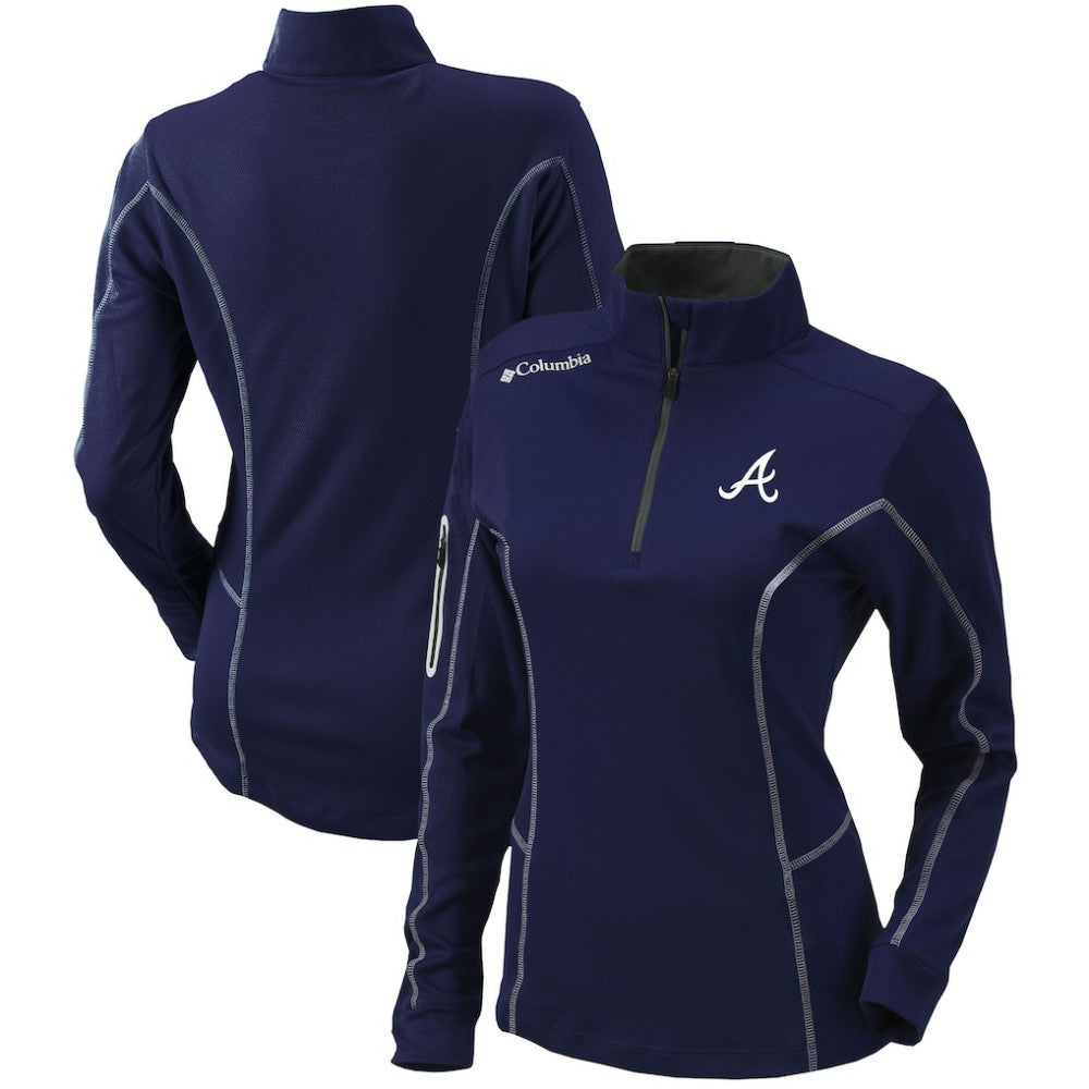 Atlanta Braves Women's Omni-Wick Shotgun Quarter-Zip Pullover Top - Navy | Columbia