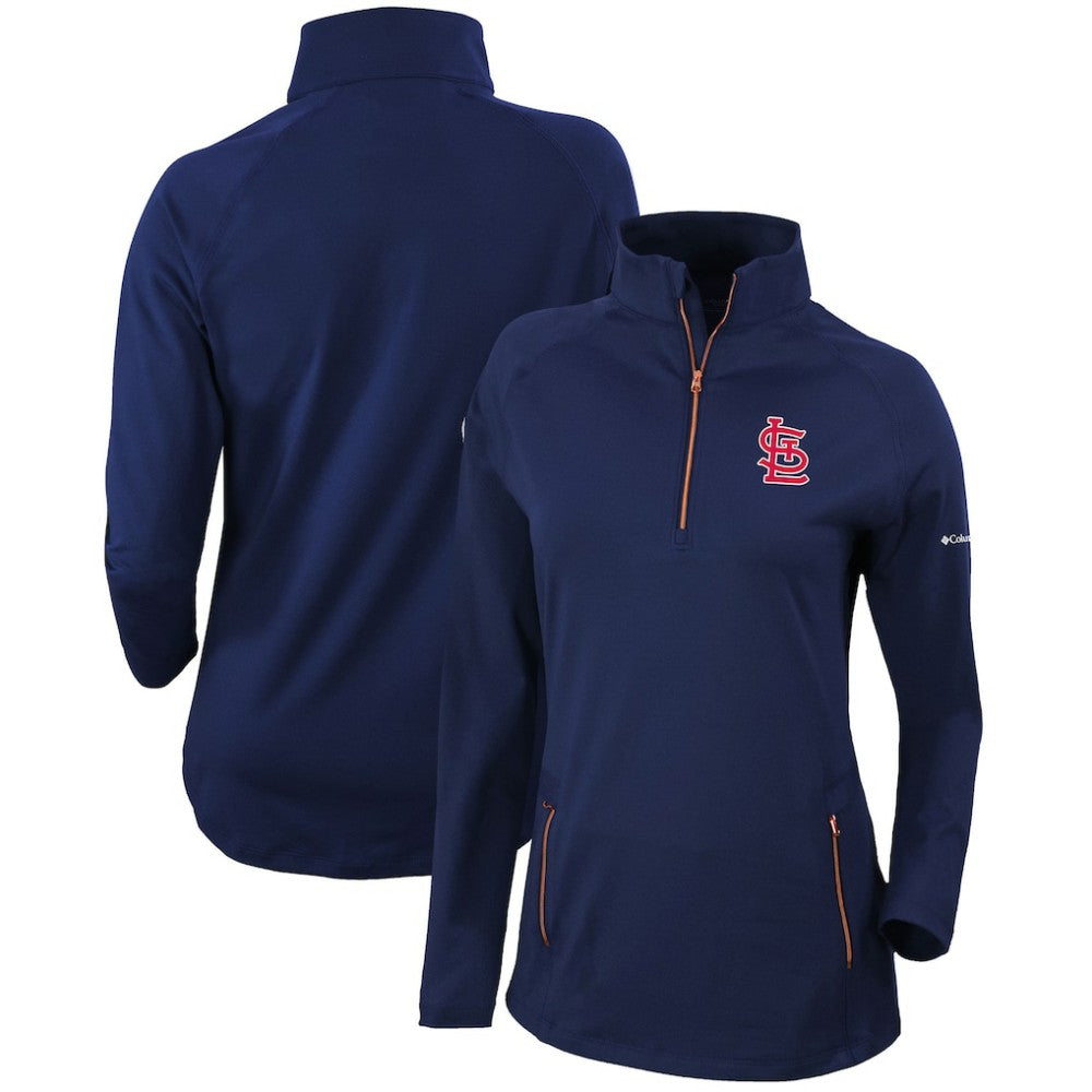 St. Louis Cardinals Women's Omni-Wick Outward Nine Quarter-Zip Pullover Top - Navy | Columbia