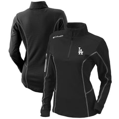 Los Angeles Dodgers Women's Omni-Wick Shotgun Quarter-Zip Pullover Top - Black | Columbia