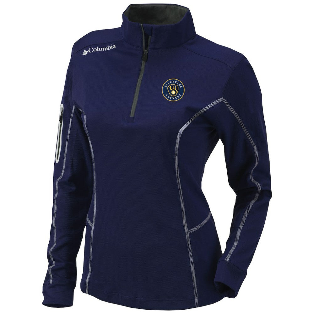 Milwaukee Brewers Women's Omni-Wick Shotgun Quarter-Zip Pullover Top - Navy | Columbia