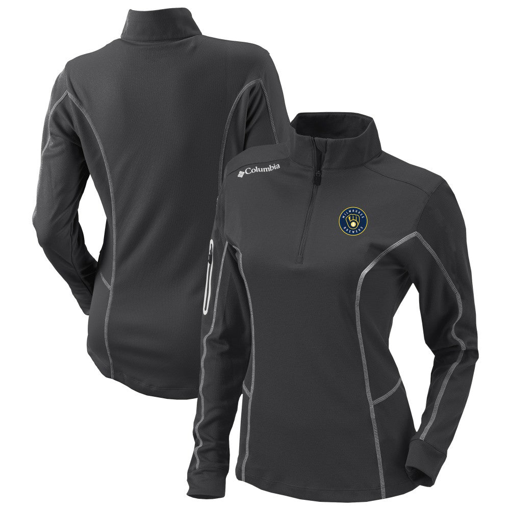 Milwaukee Brewers Women's Omni-Wick Shotgun Quarter-Zip Pullover Top - Charcoal | Columbia