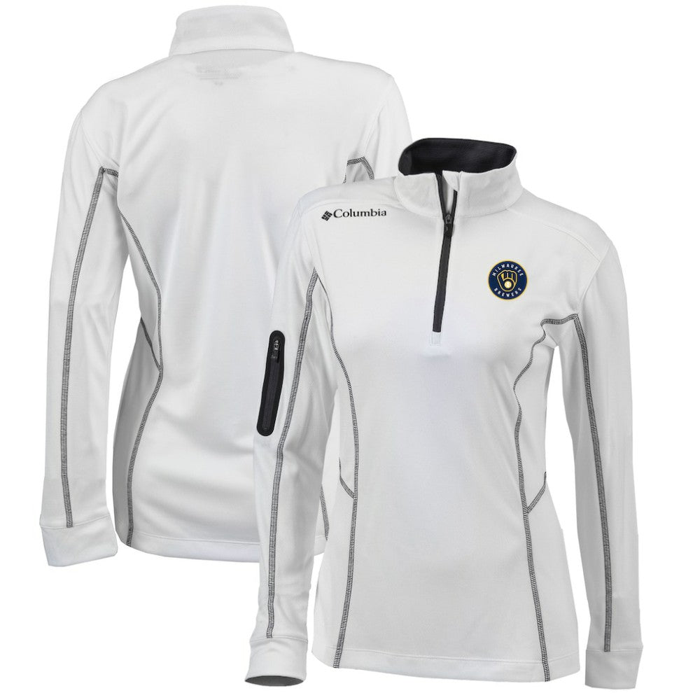 Milwaukee Brewers Women's Omni-Wick Shotgun Quarter-Zip Pullover Top - White | Columbia