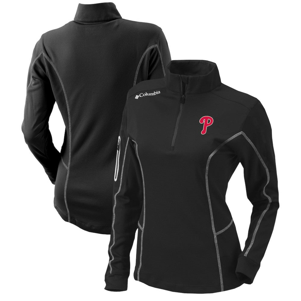 Philadelphia Phillies Women's Omni-Wick Shotgun Quarter-Zip Pullover Top - Black | Columbia