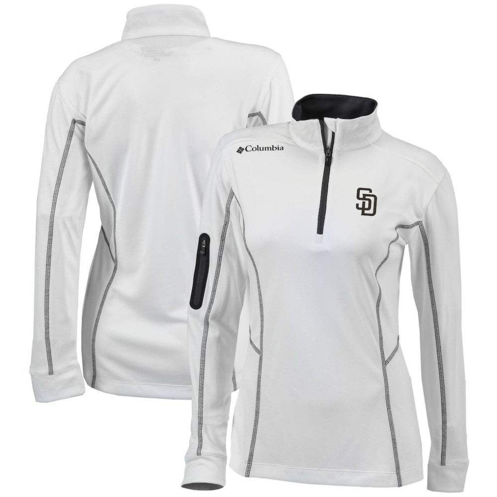 San Diego Padres Women's Omni-Wick Shotgun Quarter-Zip Pullover Top - White | Columbia