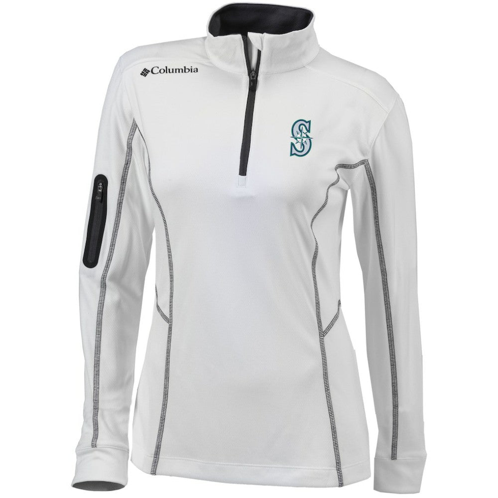 Seattle Mariners Women's Omni-Wick Shotgun Quarter-Zip Pullover Top - White | Columbia