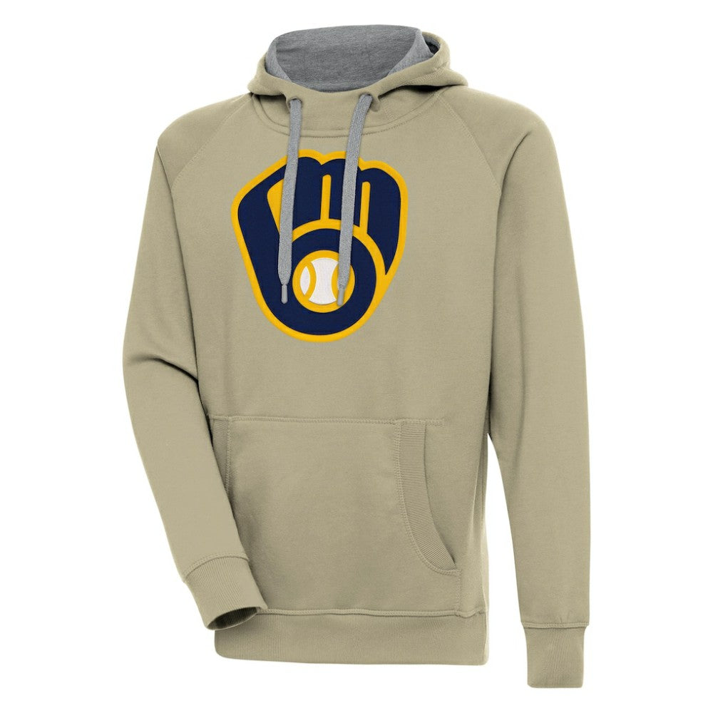 Milwaukee Brewers Antigua Victory Pullover Hoodie - Khaki