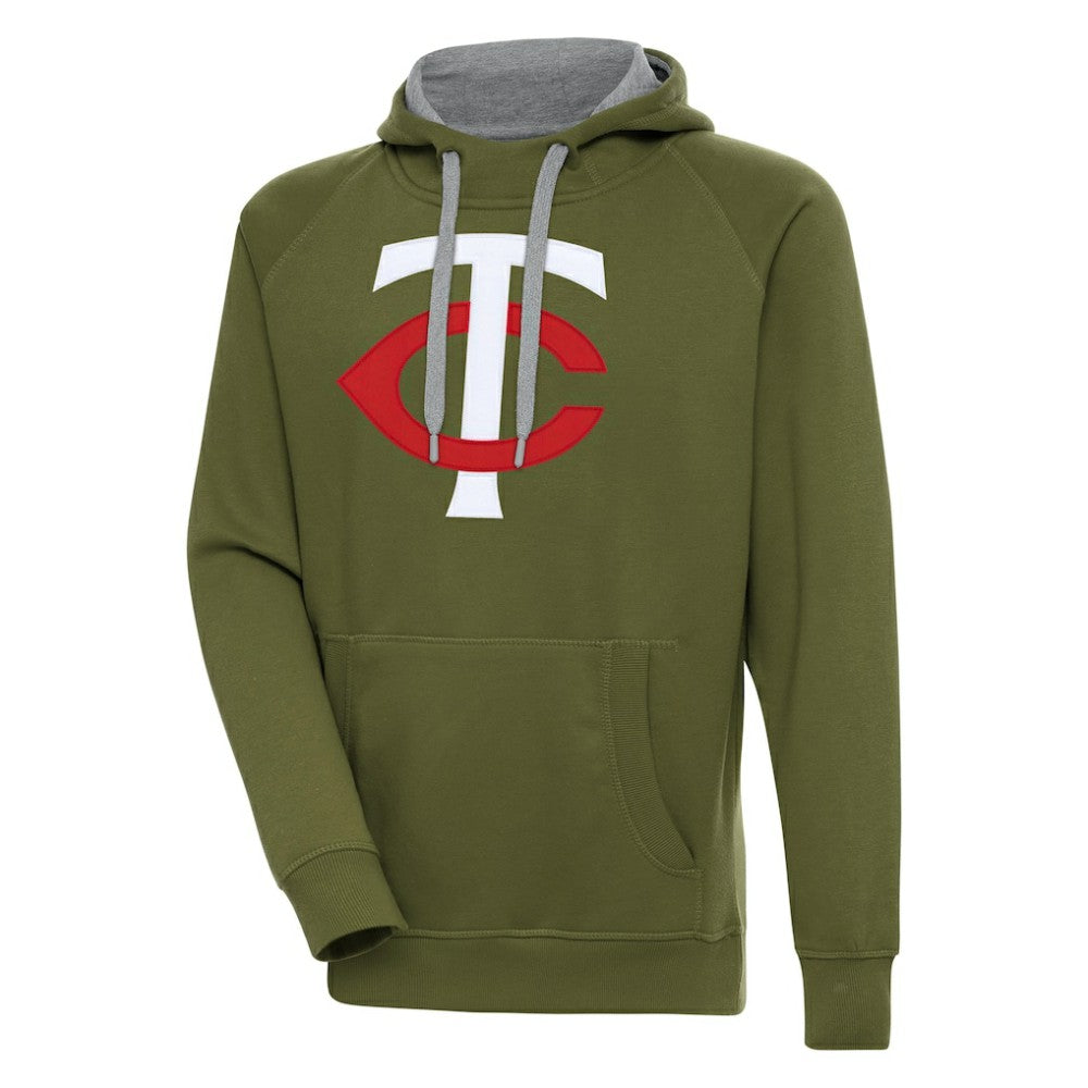 Minnesota Twins Antigua Victory Pullover Hoodie - Olive