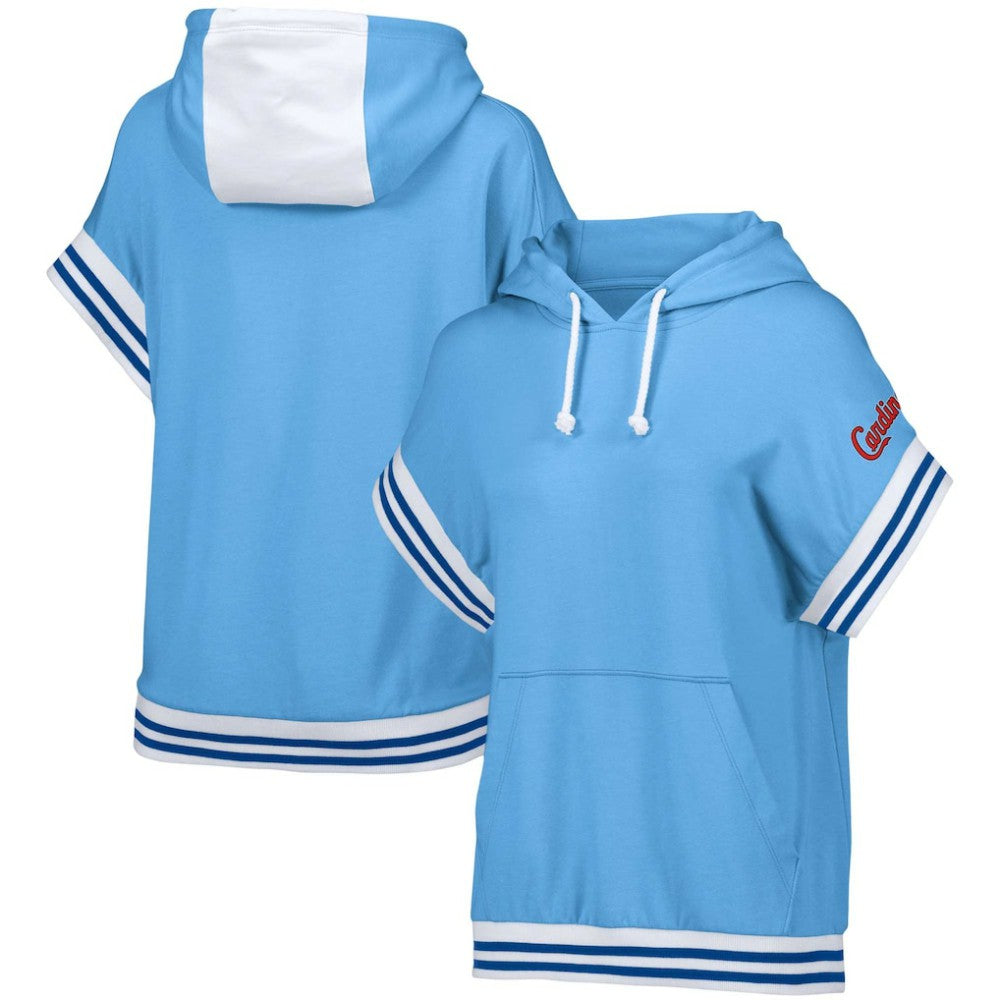 St. Louis Cardinals Lusso Women's Mabel Tri-Blend Short Sleeve Pullover Hoodie - Light Blue