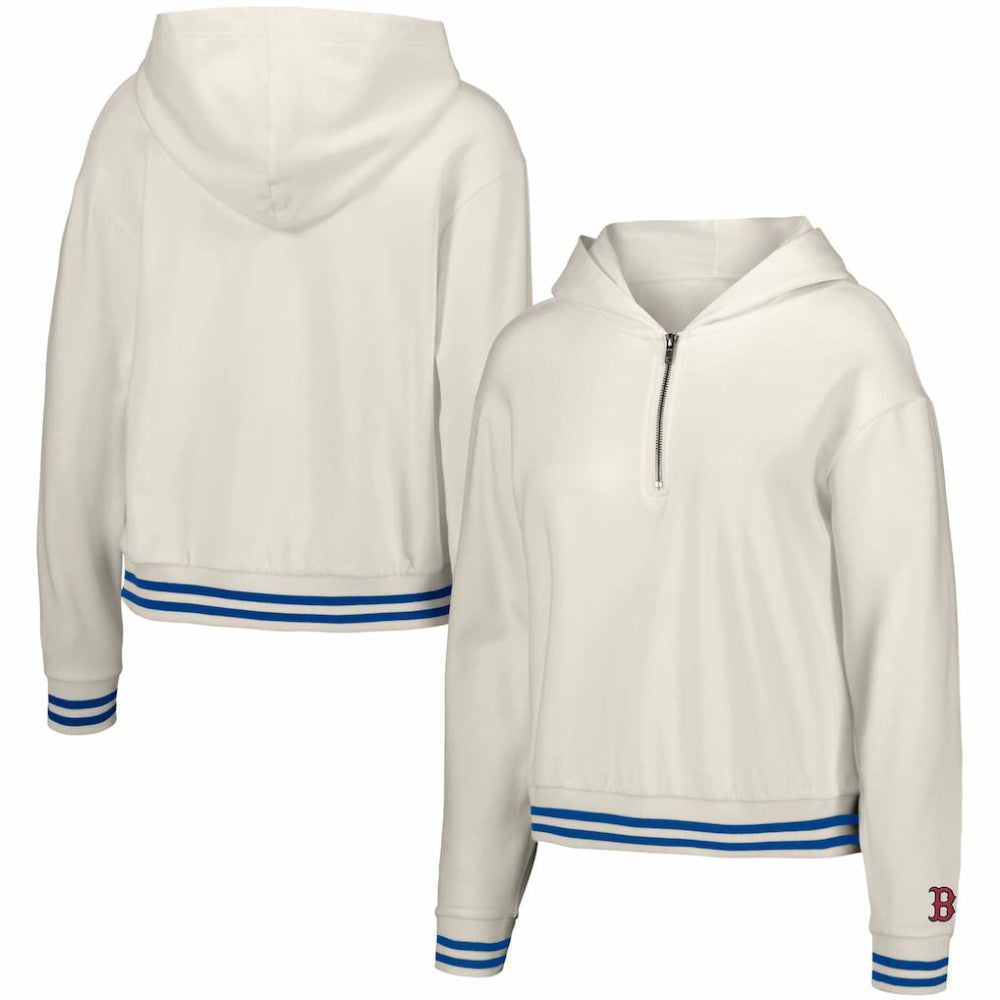 Boston Red Sox Lusso Women's Magnolia Tri-Blend Quarter-Zip Hoodie - White