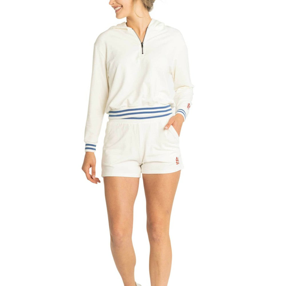 St. Louis Cardinals Lusso Women's Magnolia Tri-Blend Quarter-Zip Hoodie - White