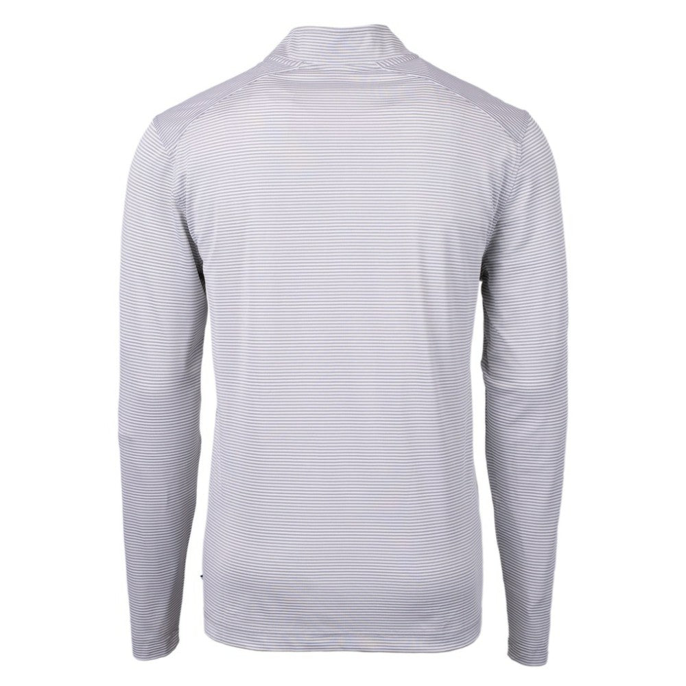 Boston Red Sox Cutter & Buck Virtue Eco Pique Micro Stripe Recycled Quarter-Zip Pullover Top - Gray/White