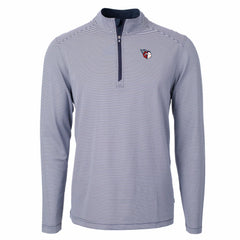 Cleveland Guardians Cutter & Buck Virtue Eco Pique Micro Stripe Recycled Quarter-Zip Pullover Top - Navy/White