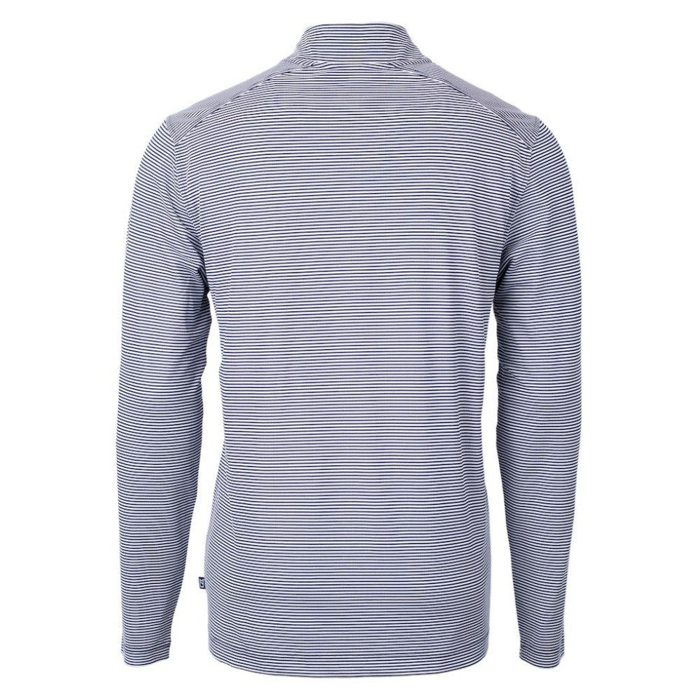 Houston Astros Cutter & Buck Virtue Eco Pique Micro Stripe Recycled Quarter-Zip Pullover Top - Navy/White