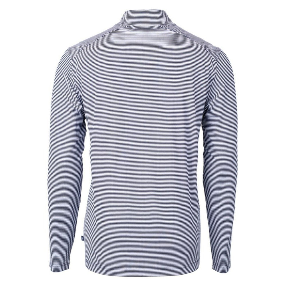 Minnesota Twins Cutter & Buck Virtue Eco Pique Micro Stripe Recycled Quarter-Zip Pullover Top - Navy/White