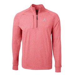 Atlanta Braves Cutter & Buck Adapt Eco Knit Stretch Recycled Quarter-Zip Pullover Top - Heather Red