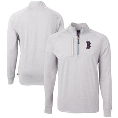Boston Red Sox Cutter & Buck Adapt Eco Knit Stretch Recycled Quarter-Zip Pullover Top - Heather Gray