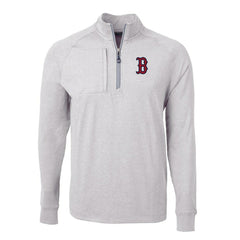 Boston Red Sox Cutter & Buck Adapt Eco Knit Stretch Recycled Quarter-Zip Pullover Top - Heather Gray