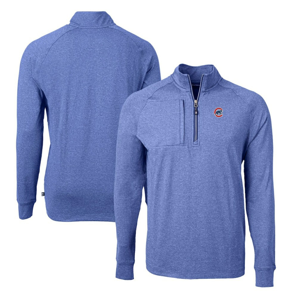 Chicago Cubs Cutter & Buck Adapt Eco Knit Stretch Recycled Quarter-Zip Pullover Top - Heather Royal