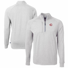 Cincinnati Reds Cutter & Buck Adapt Eco Knit Stretch Recycled Quarter-Zip Pullover Top - Heather Gray