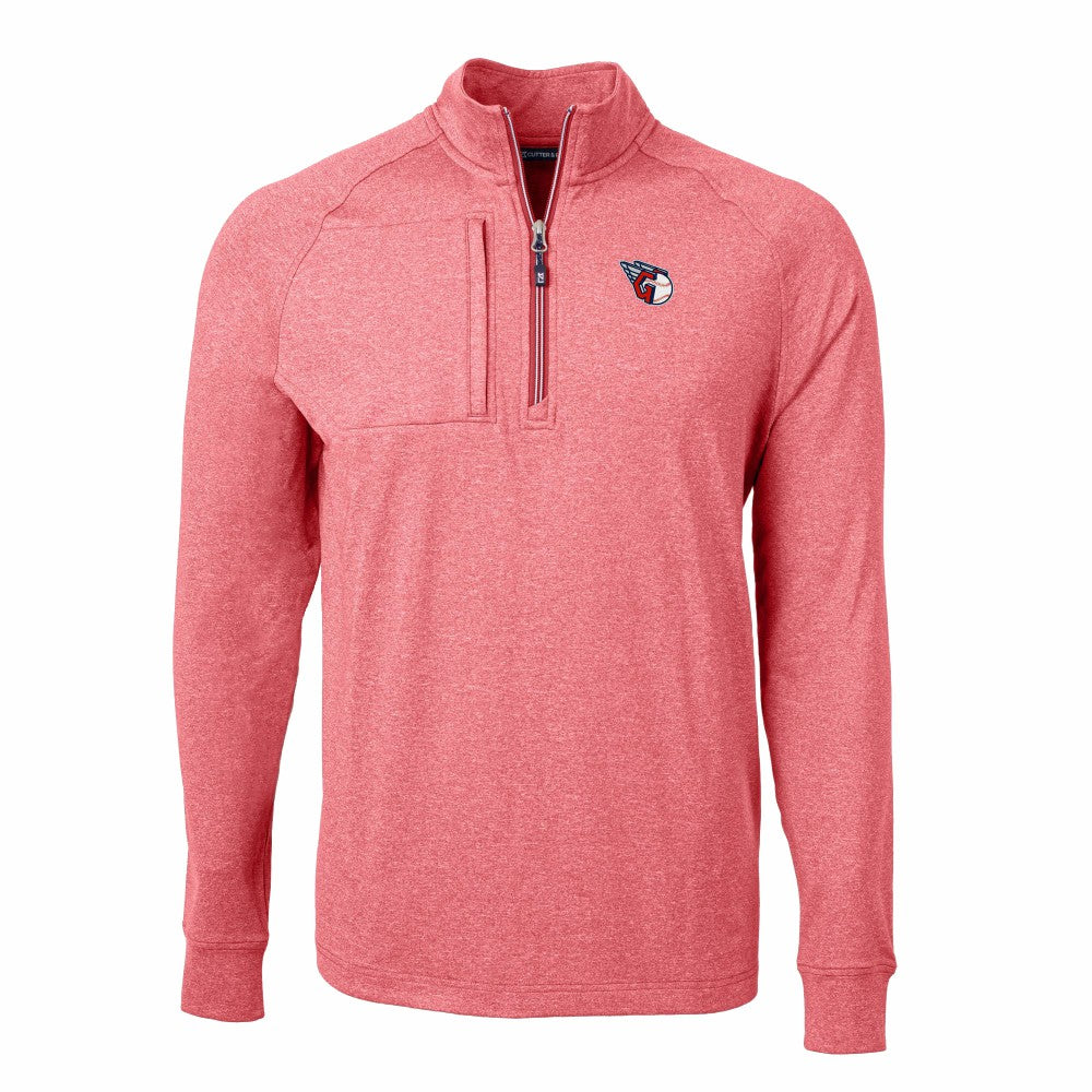 Cleveland Guardians Cutter & Buck Adapt Eco Knit Stretch Recycled Quarter-Zip Pullover Top - Heather Red