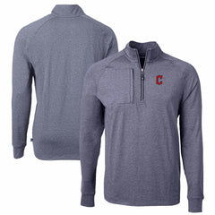 Cleveland Guardians Cutter & Buck Adapt Eco Knit Stretch Recycled Quarter-Zip Pullover Top - Heather Navy