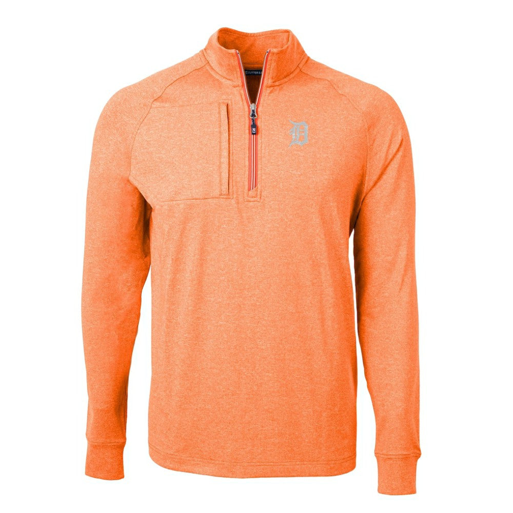 Detroit Tigers Cutter & Buck Adapt Eco Knit Stretch Recycled Quarter-Zip Pullover Top - Heather Orange