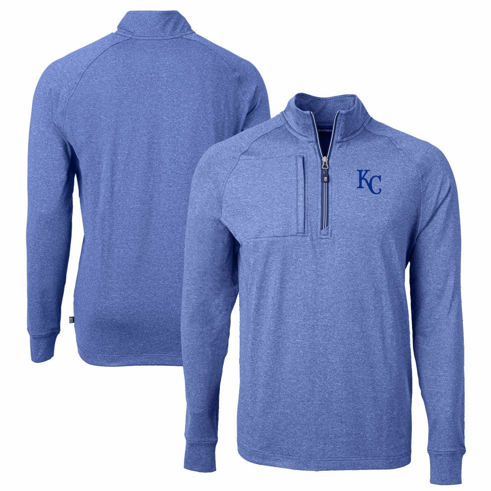 Kansas City Royals Cutter & Buck Adapt Eco Knit Stretch Recycled Quarter-Zip Pullover Top - Heather Royal