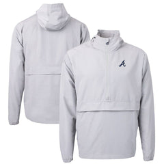 Atlanta Braves Cutter & Buck Charter Eco Recycled Half-Zip Anorak Jacket - Gray