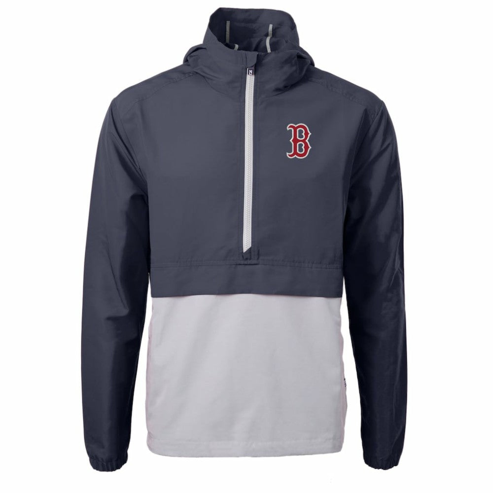 Boston Red Sox Cutter & Buck Charter Eco Recycled Half-Zip Anorak Jacket - Navy/Gray