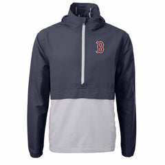 Boston Red Sox Cutter & Buck Charter Eco Recycled Half-Zip Anorak Jacket - Navy/Gray