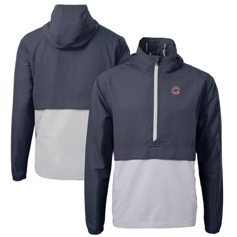 Chicago Cubs Cutter & Buck Charter Eco Recycled Half-Zip Anorak Jacket - Navy/Gray