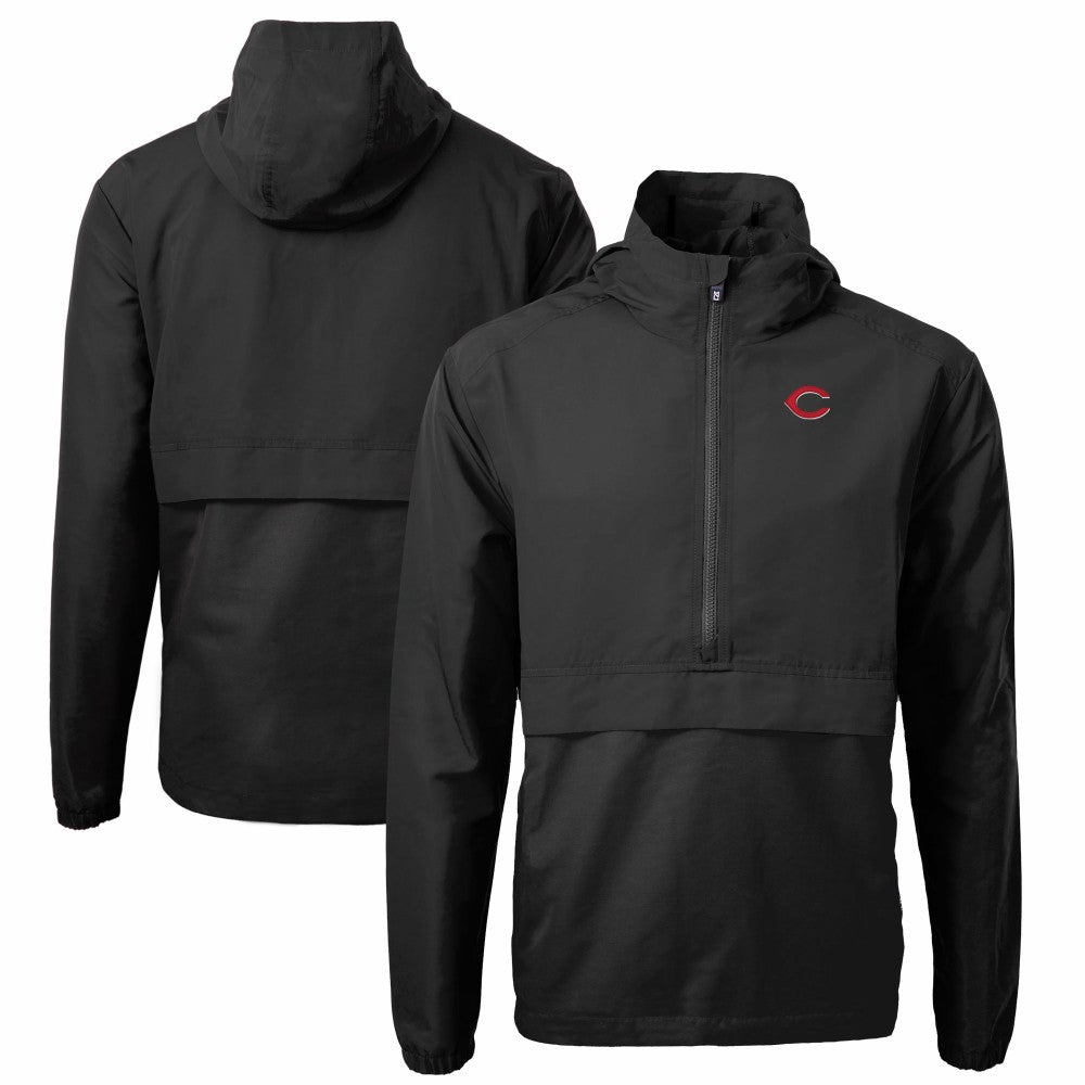 Cincinnati Reds Cutter & Buck Charter Eco Recycled Half-Zip Anorak Jacket - Black