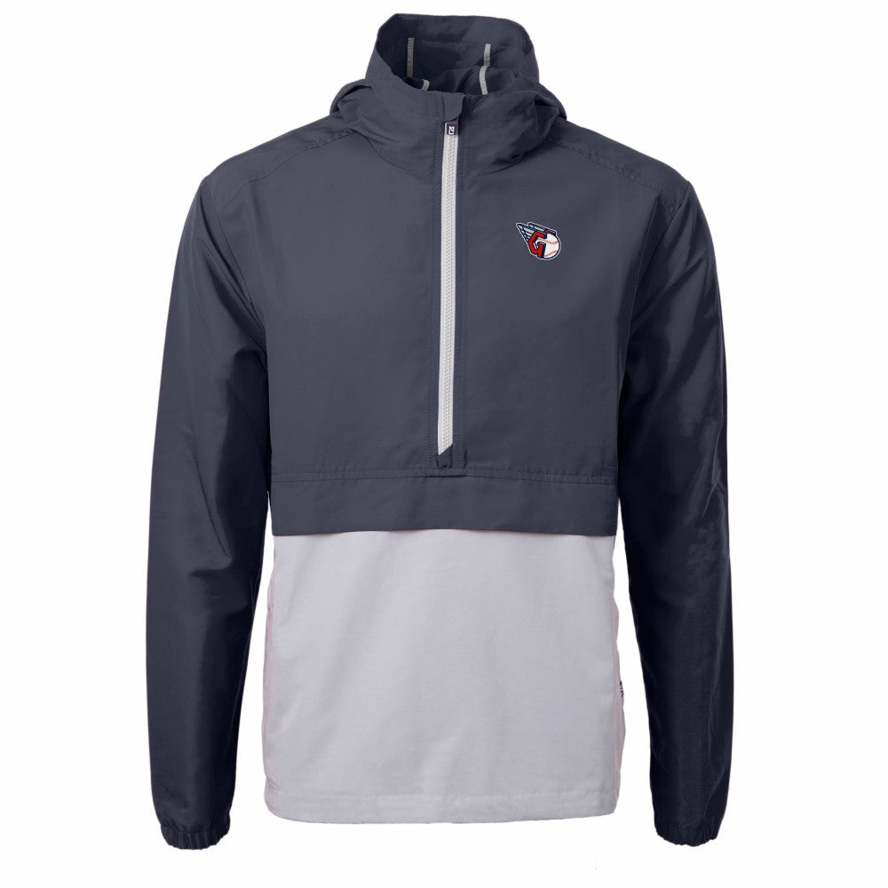 Cleveland Guardians Cutter & Buck Charter Eco Recycled Half-Zip Anorak Jacket - Navy/Gray