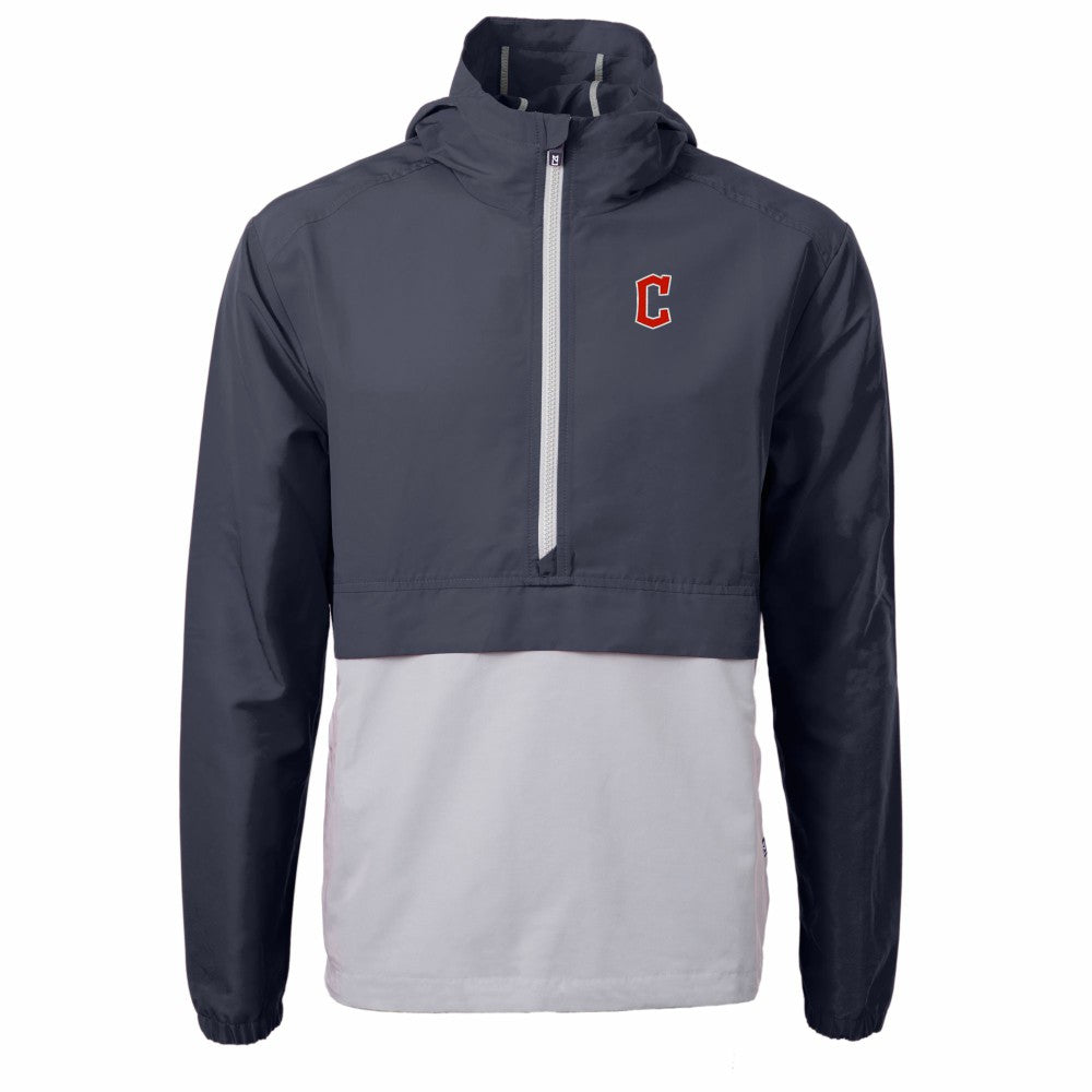 Cleveland Guardians Cutter & Buck Charter Eco Recycled Half-Zip Anorak Jacket - Navy/Gray