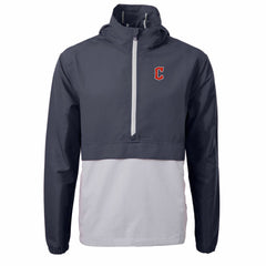 Cleveland Guardians Cutter & Buck Charter Eco Recycled Half-Zip Anorak Jacket - Navy/Gray