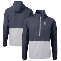 Detroit Tigers Cutter & Buck Charter Eco Recycled Half-Zip Anorak Jacket - Navy/Gray