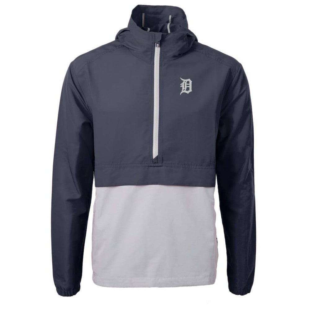 Detroit Tigers Cutter & Buck Charter Eco Recycled Half-Zip Anorak Jacket - Navy/Gray