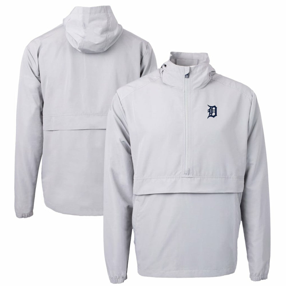 Detroit Tigers Cutter & Buck Charter Eco Recycled Half-Zip Anorak Jacket - Gray