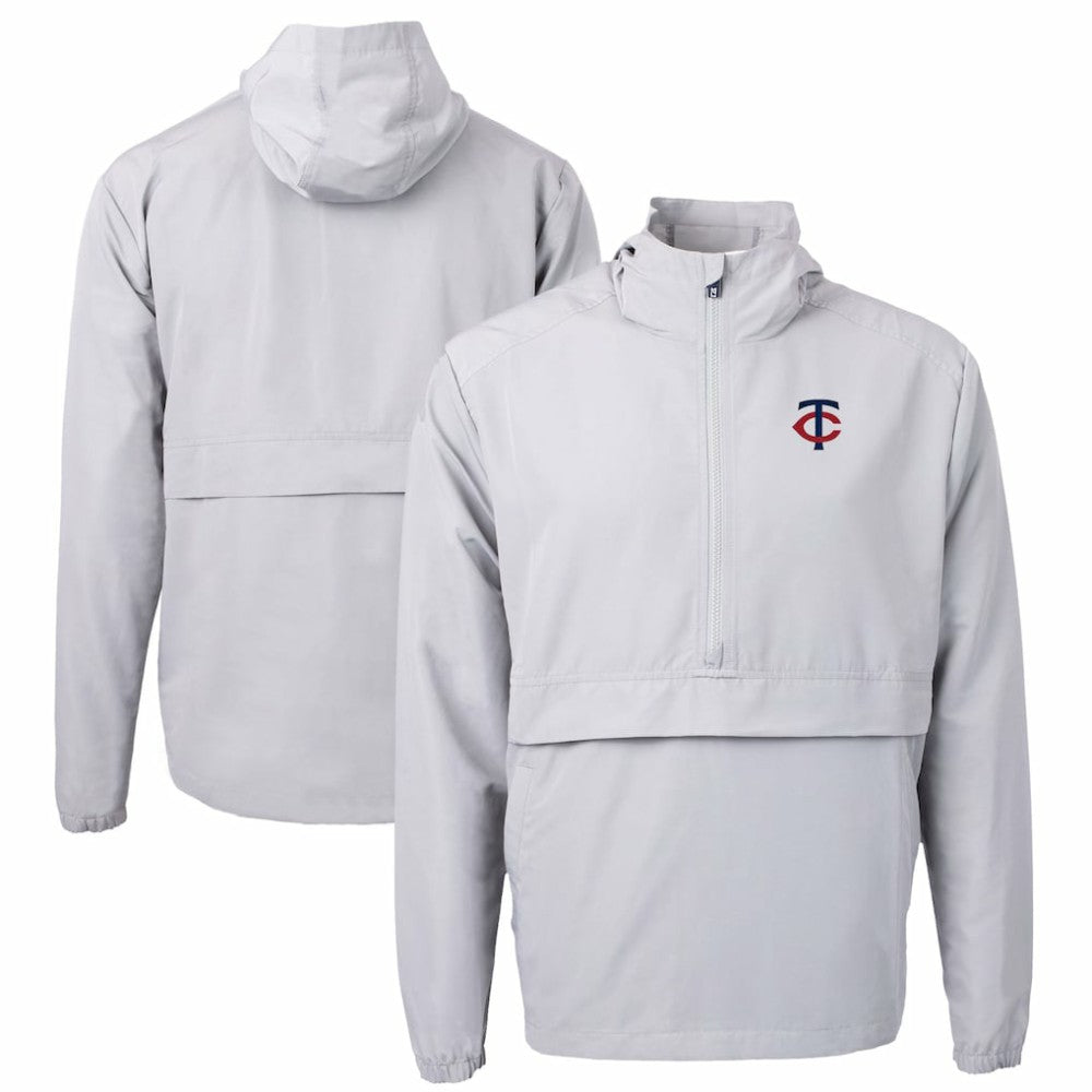 Minnesota Twins Cutter & Buck Charter Eco Recycled Half-Zip Anorak Jacket - Gray