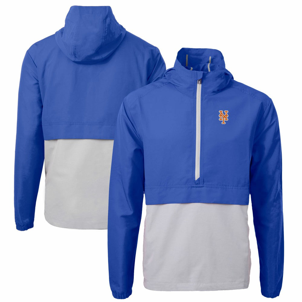 New York Mets Cutter & Buck Charter Eco Recycled Half-Zip Anorak Jacket - Royal/Gray