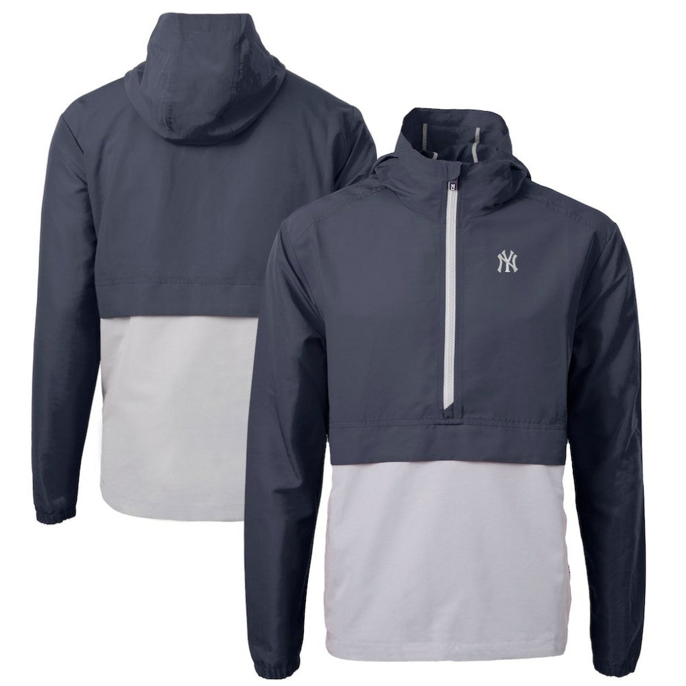 New York Yankees Cutter & Buck Charter Eco Recycled Half-Zip Anorak Jacket - Navy/Gray