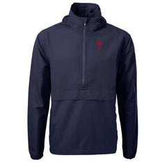 Philadelphia Phillies Cutter & Buck Charter Eco Recycled Half-Zip Anorak Jacket - Navy