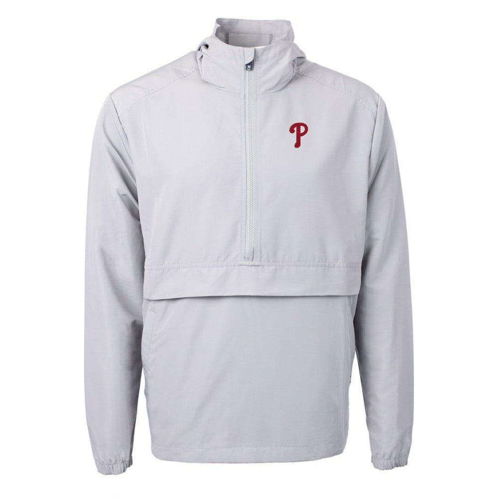 Philadelphia Phillies Cutter & Buck Charter Eco Recycled Half-Zip Anorak Jacket - Gray