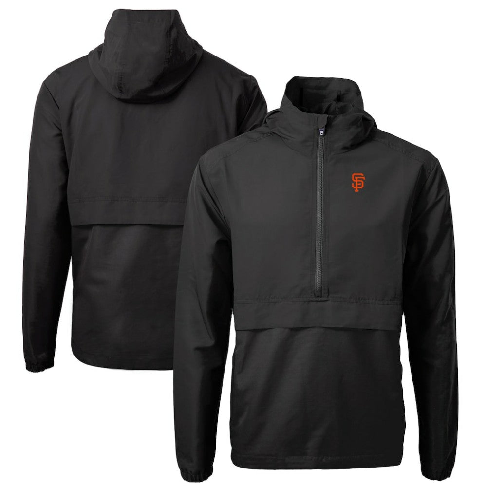 San Francisco Giants Cutter & Buck Charter Eco Recycled Half-Zip Anorak Jacket - Black