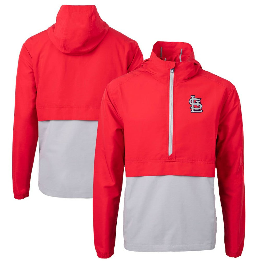 St. Louis Cardinals Cutter & Buck Charter Eco Recycled Half-Zip Anorak Jacket - Red/Gray