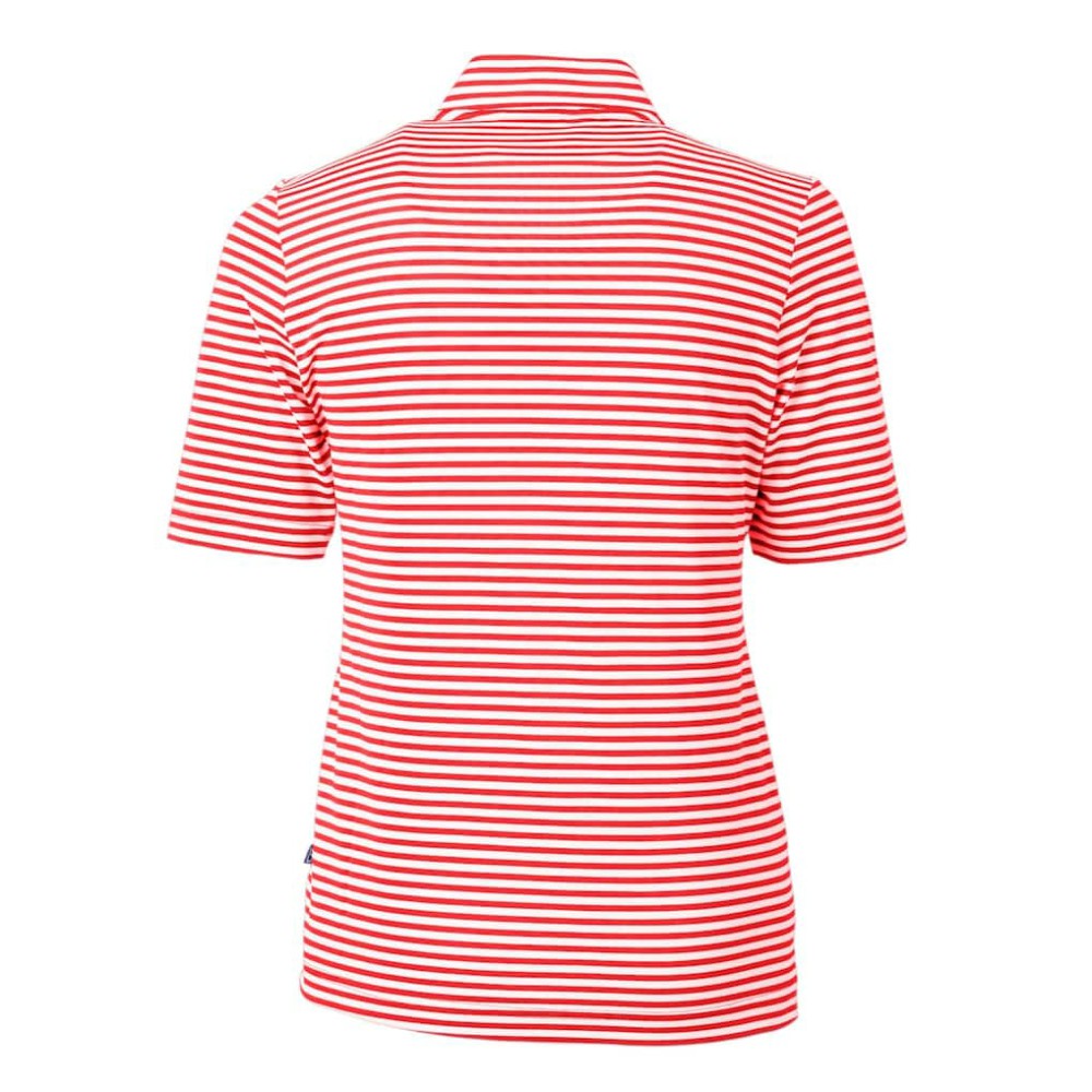 Atlanta Braves Cutter & Buck Women's Virtue Eco Pique Stripe Recycled Quarter-Zip Pullover Top - Red